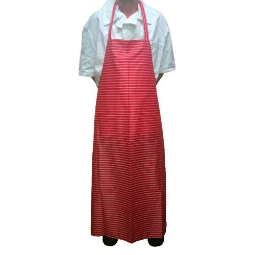 Striped Nylon Bib Apron Red